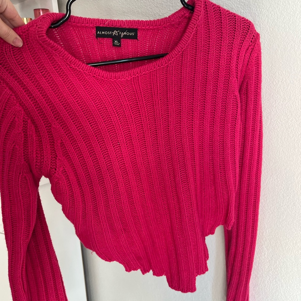 Almost Famous Pink Ribbed Knit Sweater